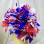 Red White & Blue Feather Wig Patriotic Fan America Clown USA Patriot Spirit 4th July