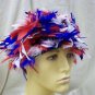 Red White & Blue Feather Wig Patriotic Fan America Clown USA Patriot Spirit 4th July