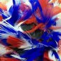 Red White & Blue Feather Wig Patriotic Fan America Clown USA Patriot Spirit 4th July