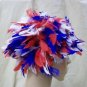 Red White & Blue Feather Wig Patriotic Fan America Clown USA Patriot Spirit 4th July