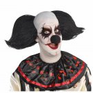 Freakshow Clown Wig & Nose White Bald Cap Black Side Wings Creepy Psycho Circus Big Top Horror