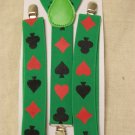 Playing Card Suit Print Suspenders Casino Dealer High Roller Poker Shark Vegas King Ace