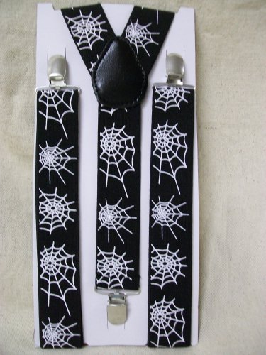 Spiderweb Print Suspenders Black Widow Spider Man Web Halloween Goth Punk Unisex