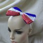 Red Silver Blue Sequin Patriotic Bowtie Neck Tie Hair Bow July 4th Uncle Sam Pet