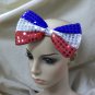 Red Silver Blue Sequin Patriotic Bowtie Neck Tie Hair Bow July 4th Uncle Sam Pet