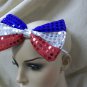 Red Silver Blue Sequin Patriotic Bowtie Neck Tie Hair Bow July 4th Uncle Sam Pet