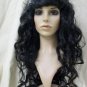 Black Siren Wig w/ bangs Mermaid Goddess Vampire Queen Madame Darkness Sorceress