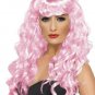Candy Pink Siren Wig Long Curly Layers Glamour Witch Goddess Mermaid Pop Starlet