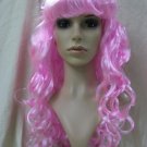 Candy Pink Siren Wig Long Curly Layers Glamour Witch Goddess Mermaid Pop Starlet