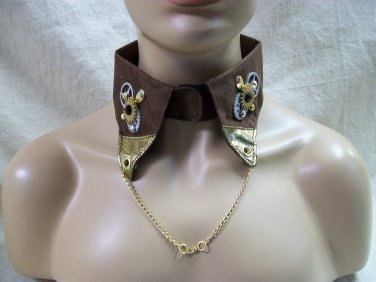Steampunk Choker Shirt Collar Cogs Industrial Fantasy Science Fiction Gothic Victorian