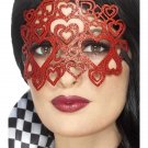 Red Diecut Glitter Hearts Mask Masquerade Queen Cupid Aphrodite Queen of Hearts