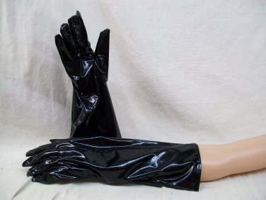 Black Wet Look Gloves Twisted Doctor Mad Scientist Butcher Coroner Radioactive
