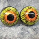 2 Large Eyeball Orbs Orange Yellow Eyes Round Pupil Monster Halloween Prop Haunted House Decor