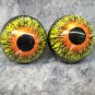 2 Large Eyeball Orbs Orange Yellow Eyes Round Pupil Monster Halloween Prop Haunted House Decor