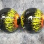 2 Large Eyeball Orbs Orange Yellow Eyes Round Pupil Monster Halloween Prop Haunted House Decor
