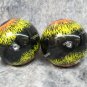 2 Large Eyeball Orbs Orange Yellow Eyes Round Pupil Monster Halloween Prop Haunted House Decor