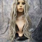 Gray Bohemian Waves Wig Grandmama Addams Granny Frump Wicked Witch Sorceress Vamp