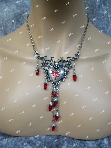 Gothic Bleeding Heart Necklace Dripping Red Jewels Goth Punk Jewelry Vampire Madame