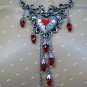 Gothic Bleeding Heart Necklace Dripping Red Jewels Goth Punk Jewelry Vampire Madame