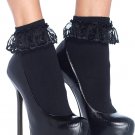 Black Lace Top Anklet Socks Fancy Dress 50s 60s Rockabilly Sock Hop Minnie Mouse