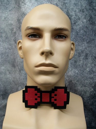 Pixel - 8 Bow Neck Tie Choker Cartoon Animated Bit Computer Tech Wizard Video Gamer Pixelated Nerd