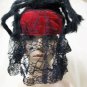 Gothic Spider Hat Red w Black Web Lace Veil Arachnid Widow Queen Vamp Goth Bride