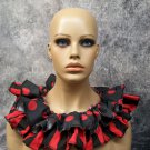 Striped & Polka Dot Clown Collar Red & Black Ruffle Big Top Horror Circus Carnival