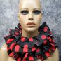 Striped & Polka Dot Clown Collar Red & Black Ruffle Big Top Horror Circus Carnival