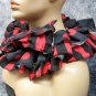 Striped & Polka Dot Clown Collar Red & Black Ruffle Big Top Horror Circus Carnival