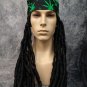 Hippie Bandana w/ Wig Long Curls Happy Leaf Printed Du Rag Cannabis Weed Funny Pot Head