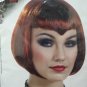 Short Dark Red Vamp Wig Bobbed Widows Peak Bangs Goth EMO Gal Vampiress Witch