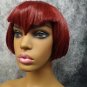Short Dark Red Vamp Wig Bobbed Widows Peak Bangs Goth EMO Gal Vampiress Witch