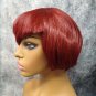 Short Dark Red Vamp Wig Bobbed Widows Peak Bangs Goth EMO Gal Vampiress Witch