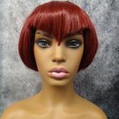 Short Dark Red Vamp Wig Bobbed Widows Peak Bangs Goth EMO Gal Vampiress Witch