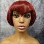 Short Dark Red Vamp Wig Bobbed Widows Peak Bangs Goth EMO Gal Vampiress Witch