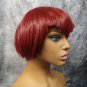 Short Dark Red Vamp Wig Bobbed Widows Peak Bangs Goth EMO Gal Vampiress Witch