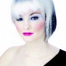 Black White Neo Punk Wig EMO Anime Cyborg Gaga Lopsided Bob Goth Cruella De Vil