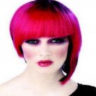 2 Tone Black & Pink Neo Punk Wig EMO Anime Cyborg Alien Goth Lopsided Bob Gaga