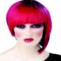 2 Tone Black & Pink Neo Punk Wig EMO Anime Cyborg Alien Goth Lopsided Bob Gaga