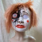 Creepy Mauled Eye Clown Costume Mask & Wig Unexpected Irus Battered Doll Zombie