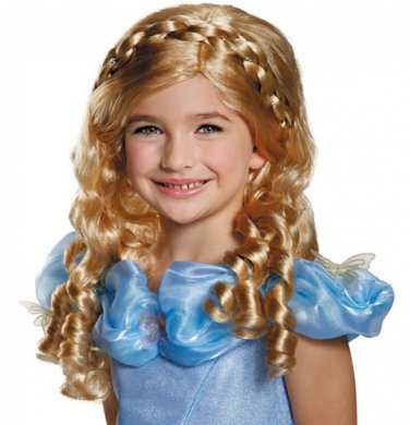 Disney Child Cinderella Wig w/ Braid Movie Ella Fairy Tale Princess Medieval Lass