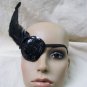 Fancy Black Sequin Eyepatch w/ Feather Pirate Swashbuckler Victorian Sea Queen