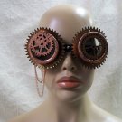 Funky Bronze Steampunk Goggles Cogs Spikes Chain Adventurer Flashy Aviator Eyes