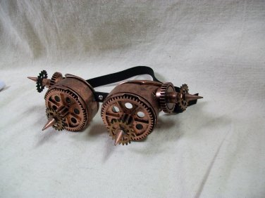 Funky Bronze Steampunk Goggles Spiked Cogs Gears Adventurer Spikes Mad Scientist