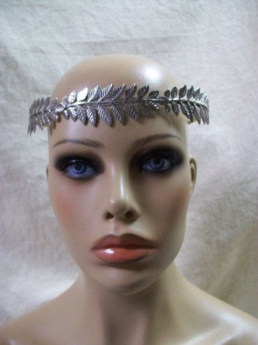 Antiqued Silver Leaf Headband Circlet Laurel Eve Roman Greek God Grecian Goddess