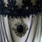 Gothic Black Crochet Choker Chains Medallion Pendant Victorian Steampunk Madame
