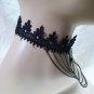 Gothic Black Crochet Choker Chains Medallion Pendant Victorian Steampunk Madame