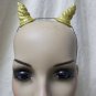 Small Gold Glitter Spiral Horns Twisted Demon Fantasy Mythical Goddess Duocorn