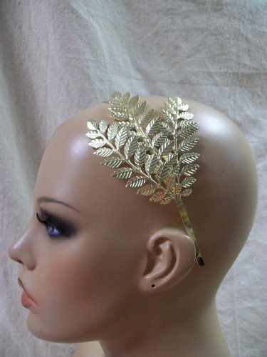 Gold Laurel Leaf Spray Bunch Headband Adam Eve Roman Greek God Grecian Goddess