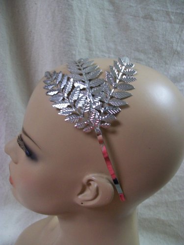 Silver Laurel Leaf Spray Bunch Headband Adam Eve Roman Greek God Grecian Goddess